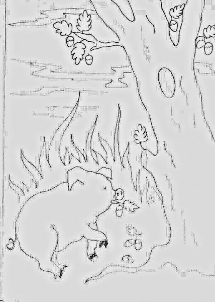 Раскраска басни Крылова свинья под дубом