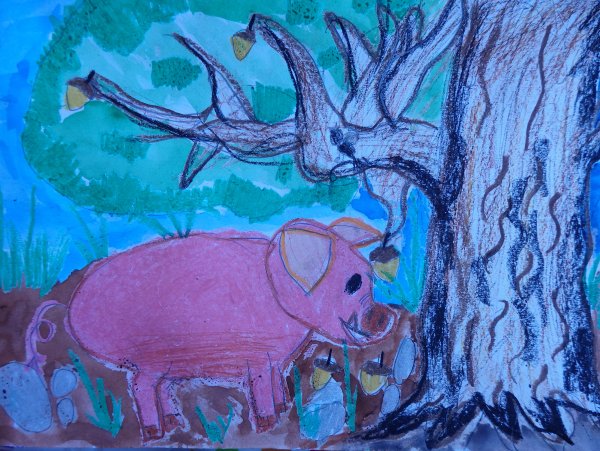 Иллюстрация к басне свинья под дубом 5 класс