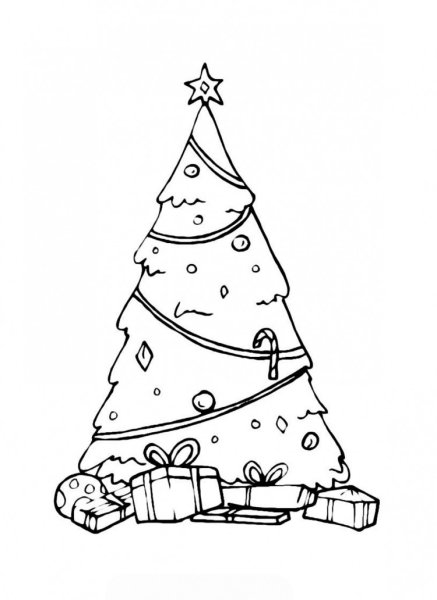 Раскраска елочка Новогодняя