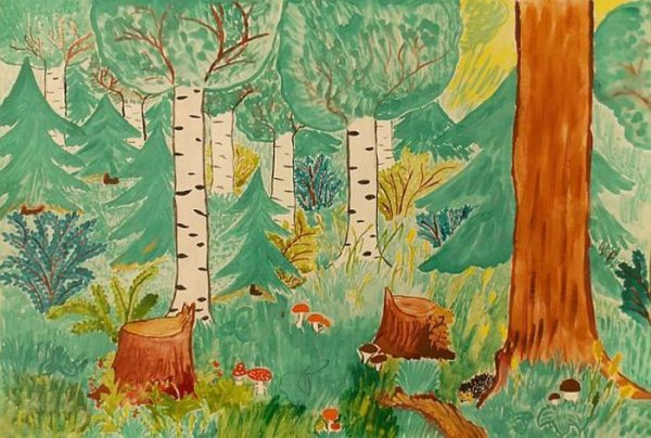 Рисование для детей лес