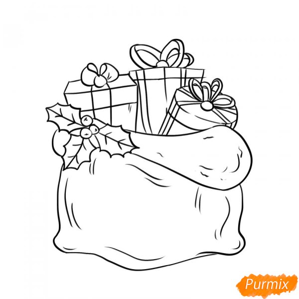 Открытый мешок с подарками