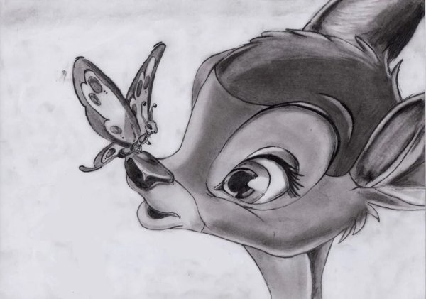 Дисней Бемби карандашом