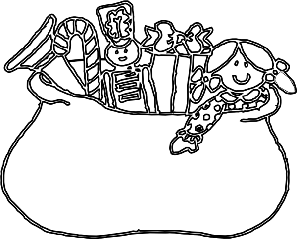 Мешок с подарками раскраска