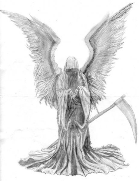 Смерть с косой рисунок карандашом