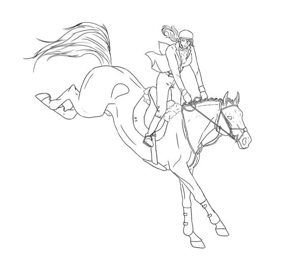 Раскраска наездница на лошади