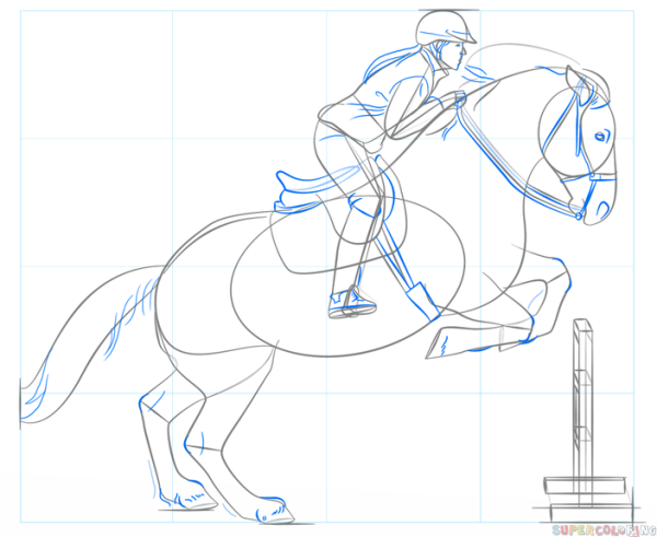 Раскраска наездница на лошади