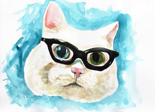 Кот в очках карандашом