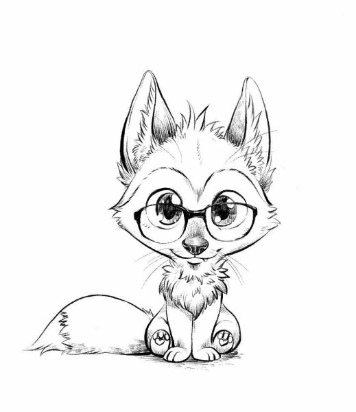 Нарисованная девушка в очках