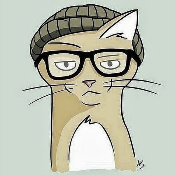 Кот в очках карандашом
