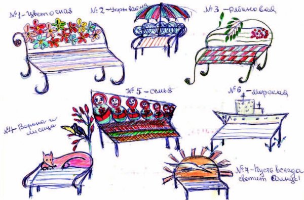 Скамейка сбоку рисунок