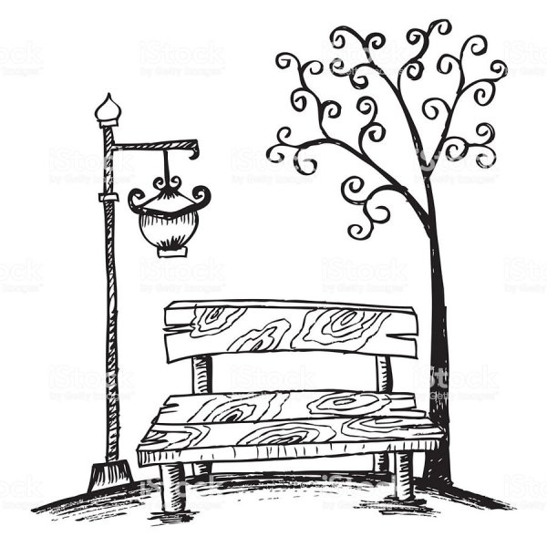 Скамейка раскраска для детей