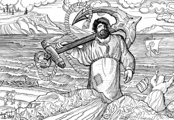 Раскраска Никита Кожемяка и змей