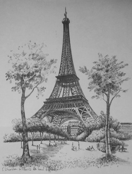 Эльфелевая башня Париж рисунок