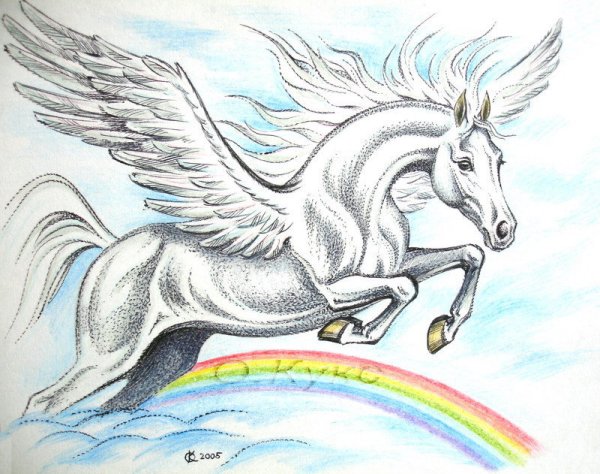 Нарисовать Пегаса карандашом
