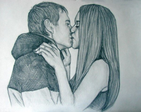 Парень и девушка карандашом