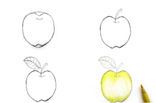 Этапы рисования яблока