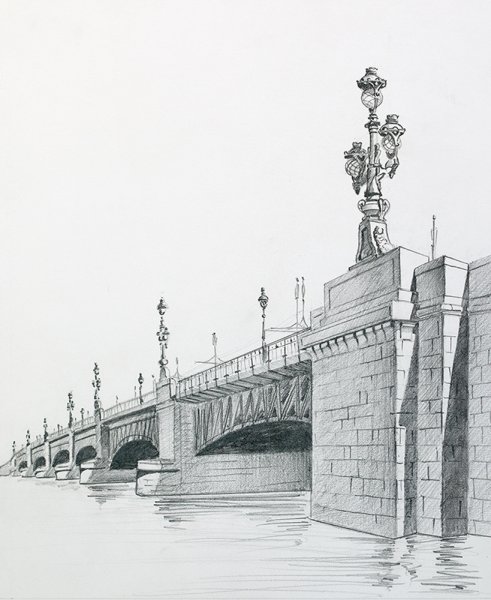 Троицкий мост в Санкт-Петербурге рисунок