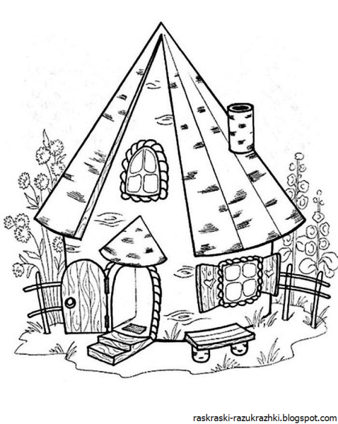 Русская изба раскраска для детей