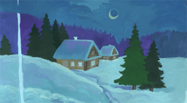 Нарисовать зимнюю ночь