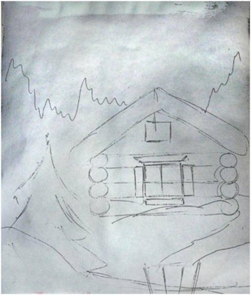 Домик в лесу карандашом