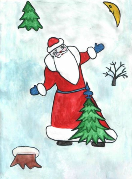 Дед Мороз детский рисунок