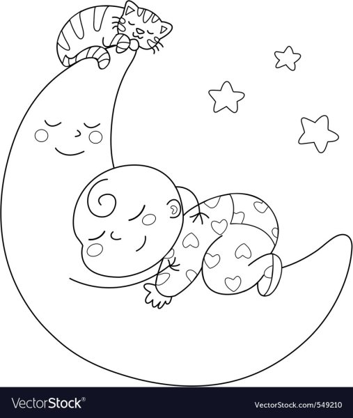 Мишка на Луне раскраска