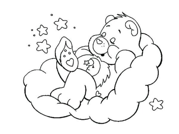 Мишка спит раскраска