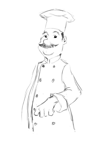 Повар черно белый