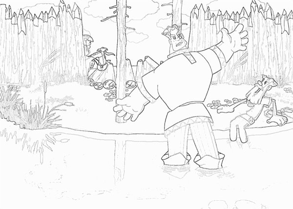 Алёша Попович и Тугарин змей раскраска