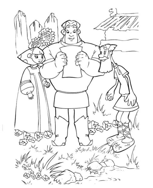 Алёша Попович и Тугарин змей раскраска