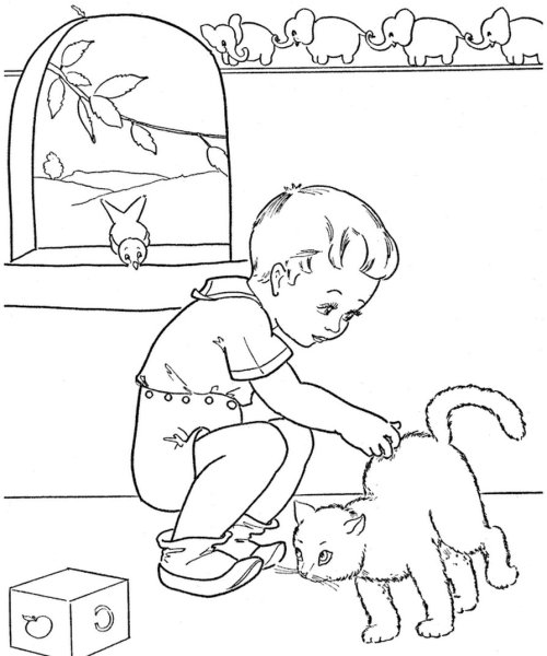 Рисунок кошка несет в зубах котенка