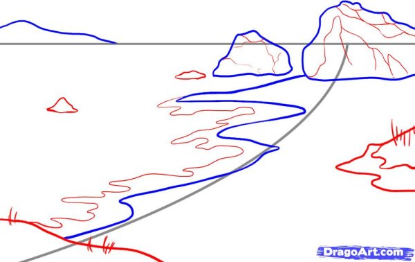 Поэтапное рисование моря