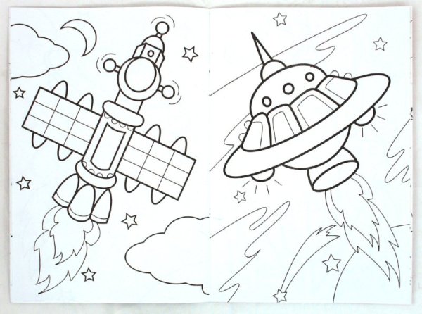 Раскраска космонавт в космосе с планетами