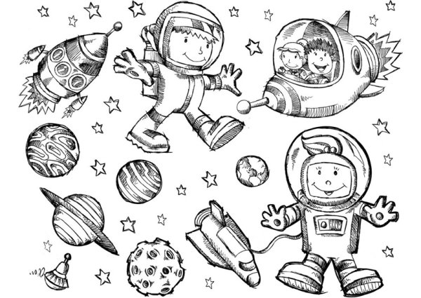 Раскраска. В космосе