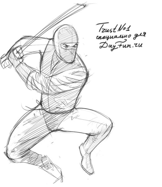 Самурай рисунок карандашом