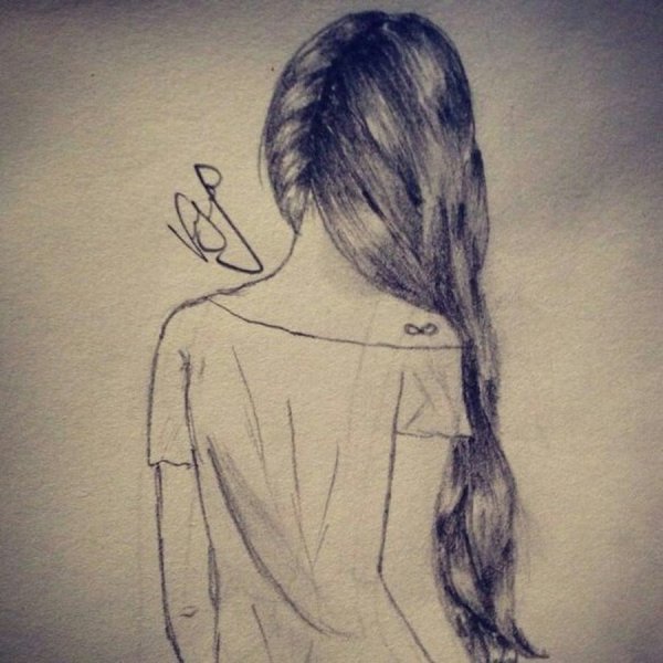 Рисунки карандашом девушки со спины