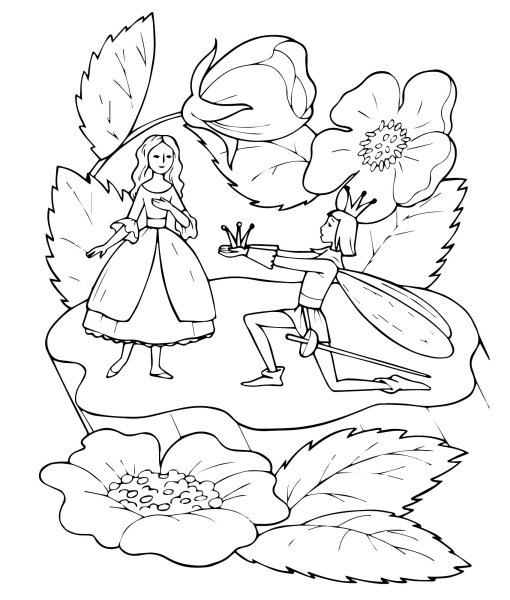 Дюймовочка картинки раскраски