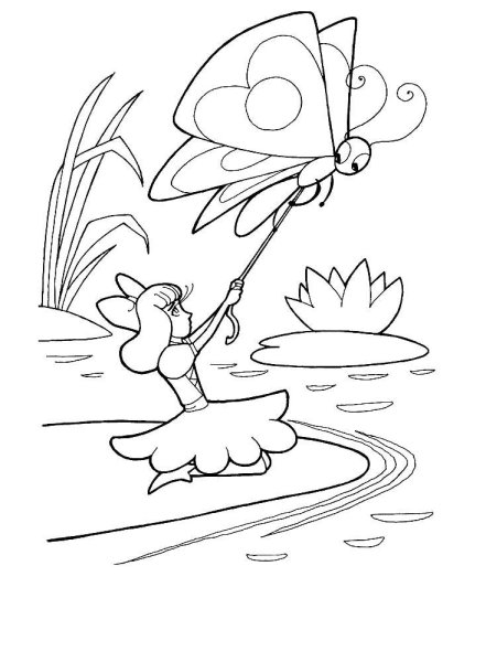 Раскраска к сказке Андерсена Дюймовочка