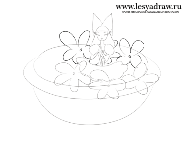 Рисунок Дюймовочки карандашом