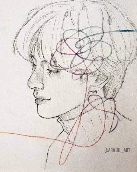 Глаза Тэхена BTS карандашом