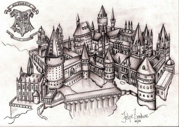 Раскраска Гарри Поттер замок Хогвартс
