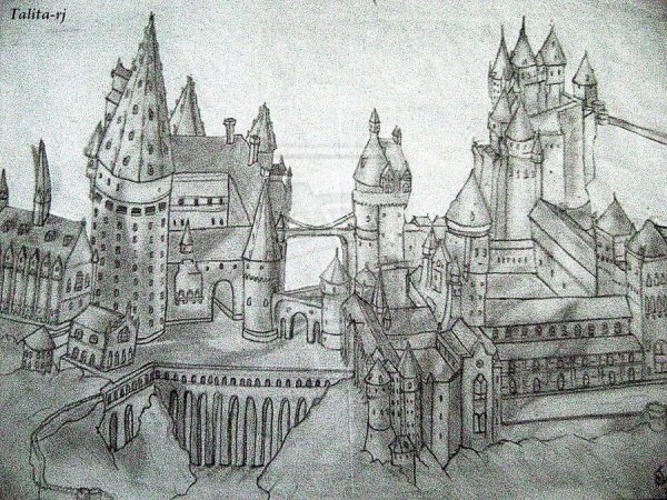 Гарри Поттер замок Хогвартс рисунок