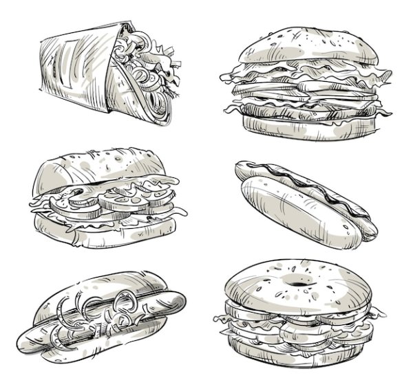 Фаст фуд рисунок карандашом