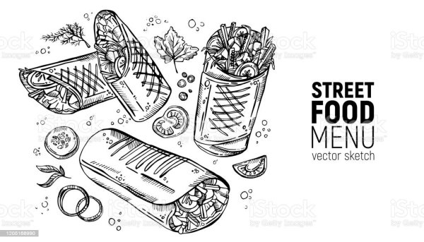 Нарисованные бургеры черно белые