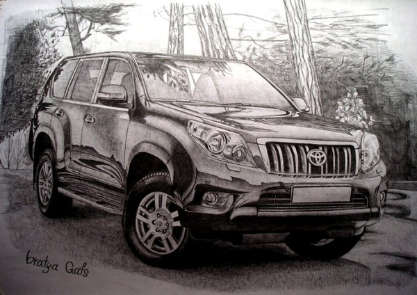 Раскраски машины Тойота ленд Крузер Прадо