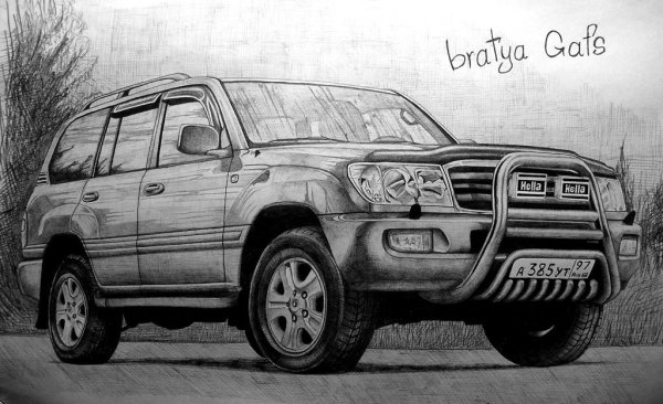 Toyota Land Cruiser 100 карандашом