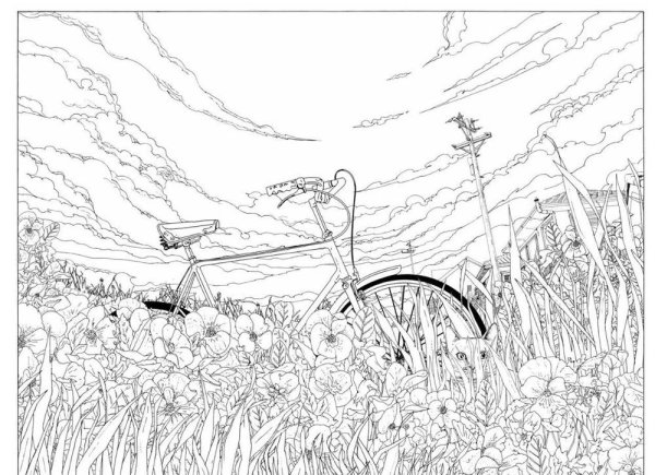 Сельский пейзаж рисунок