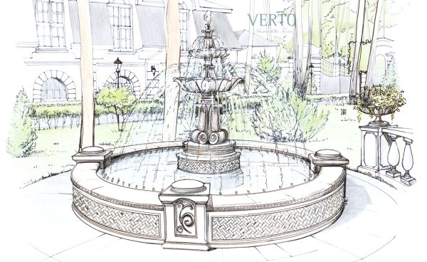 Фонтан карандашом