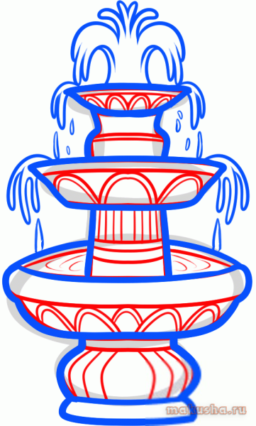 Фонтан карандашом