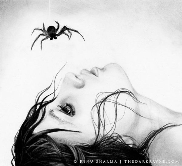 Страшное лицо карандашом